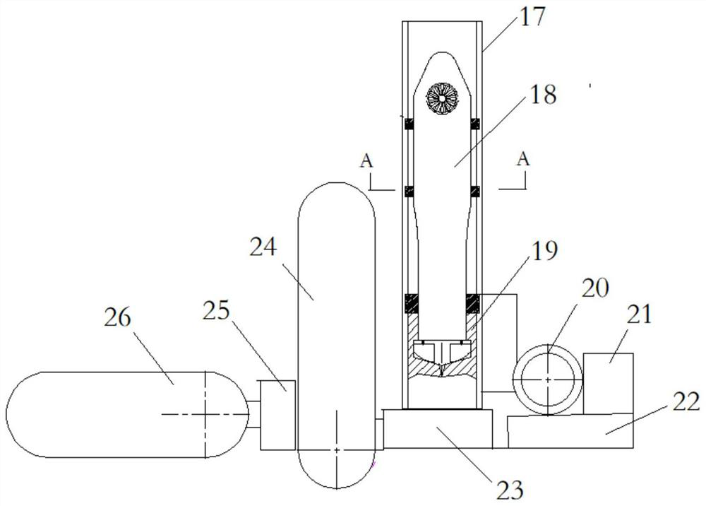 Unmanned flying robot launched based on compressed gas cold booster