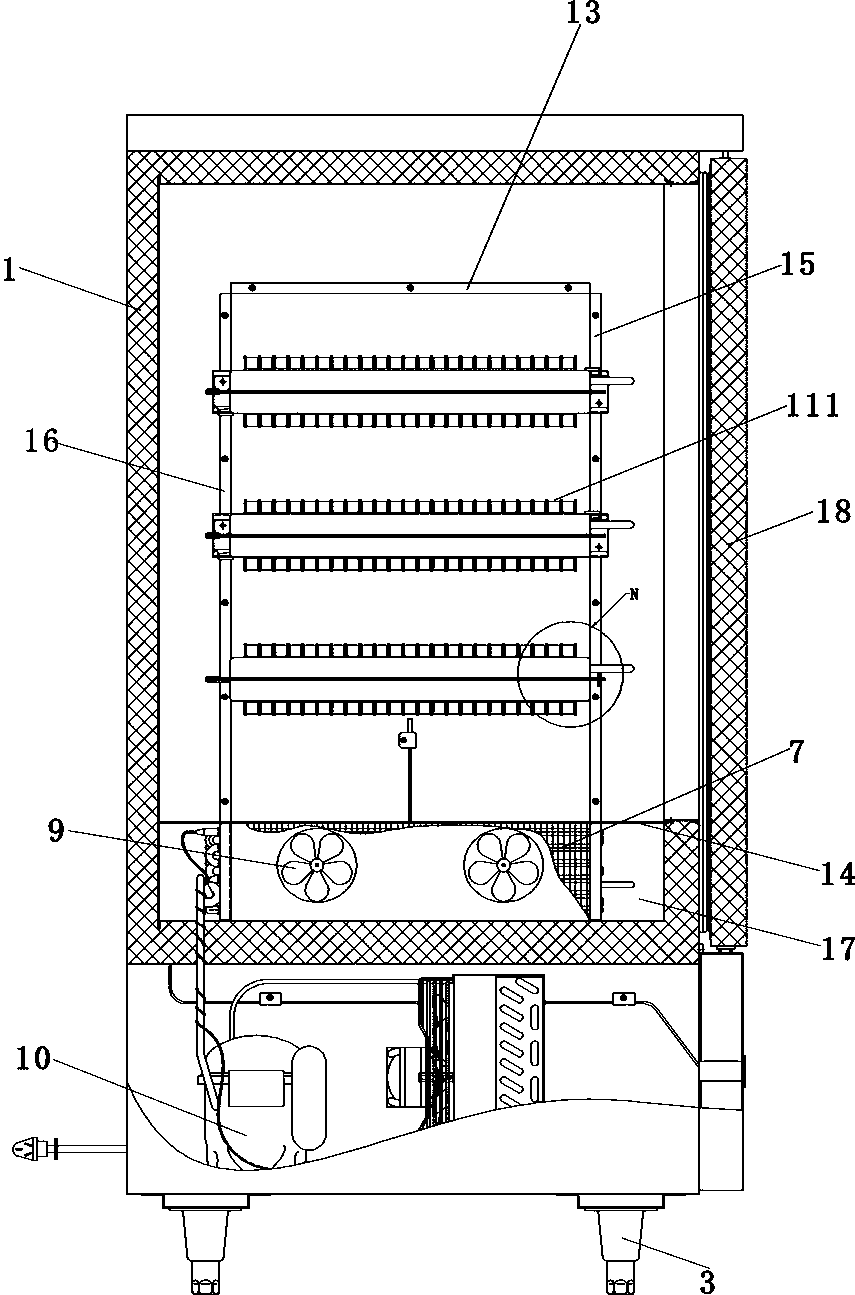 Frozen food material efficient unfreezing cabinet and unfreezing method implemented through same