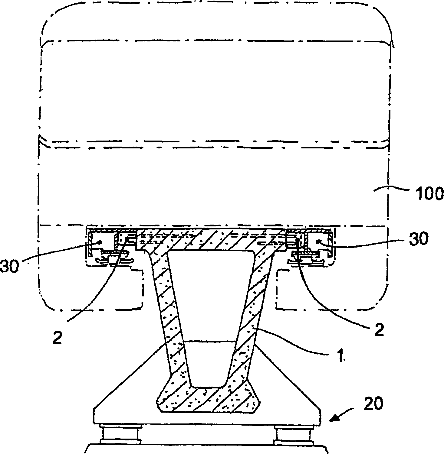 Support for a railborne vehicle and console