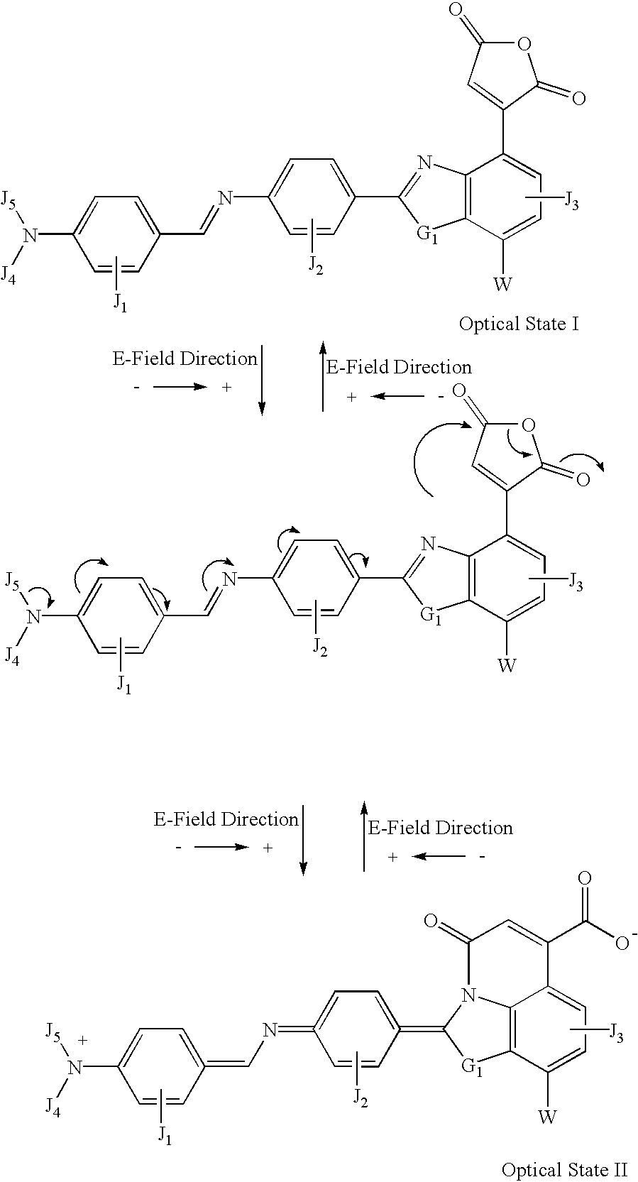Molecular devices activated by an electric field for electronic ink and other visual display