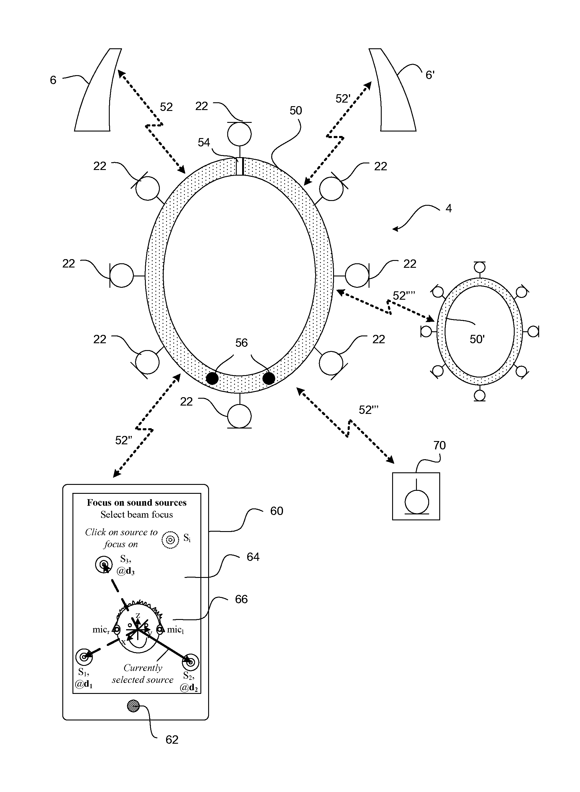 External microphone array and hearing aid using it