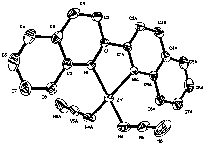 2, 2'-biquinoline azide-zinc metal complex and preparation method and application thereof