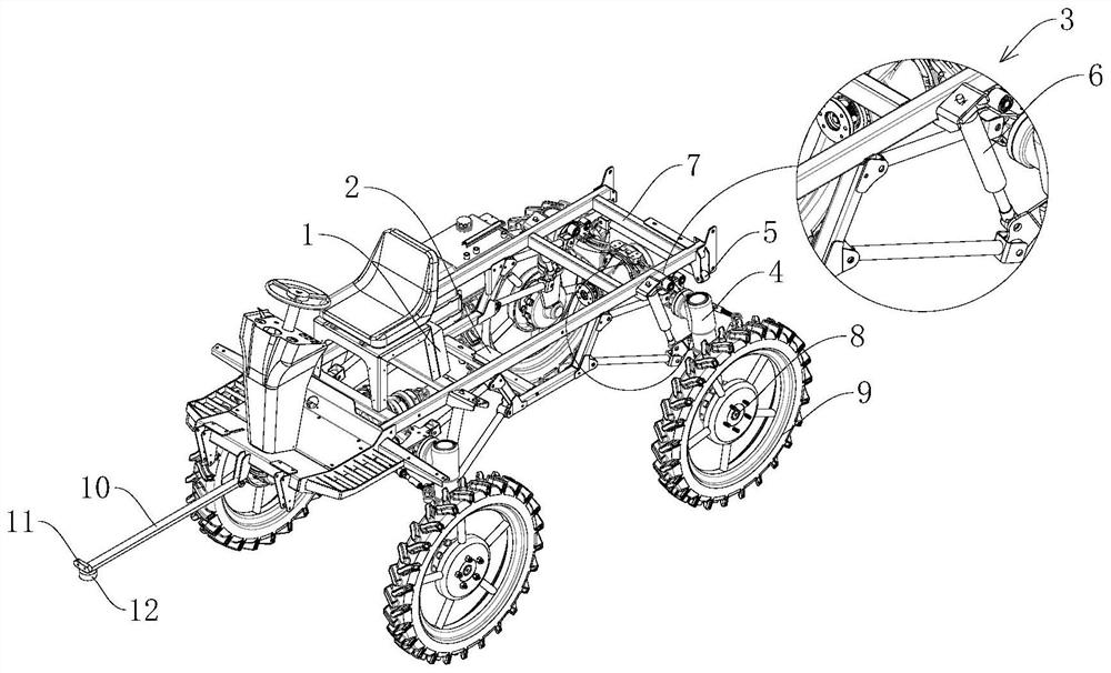 High-ground-clearance plant protection machine body posture balance control system and method