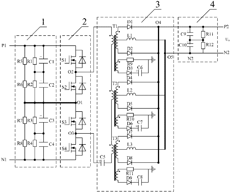 Conversion circuit for high-voltage input and low-voltage output