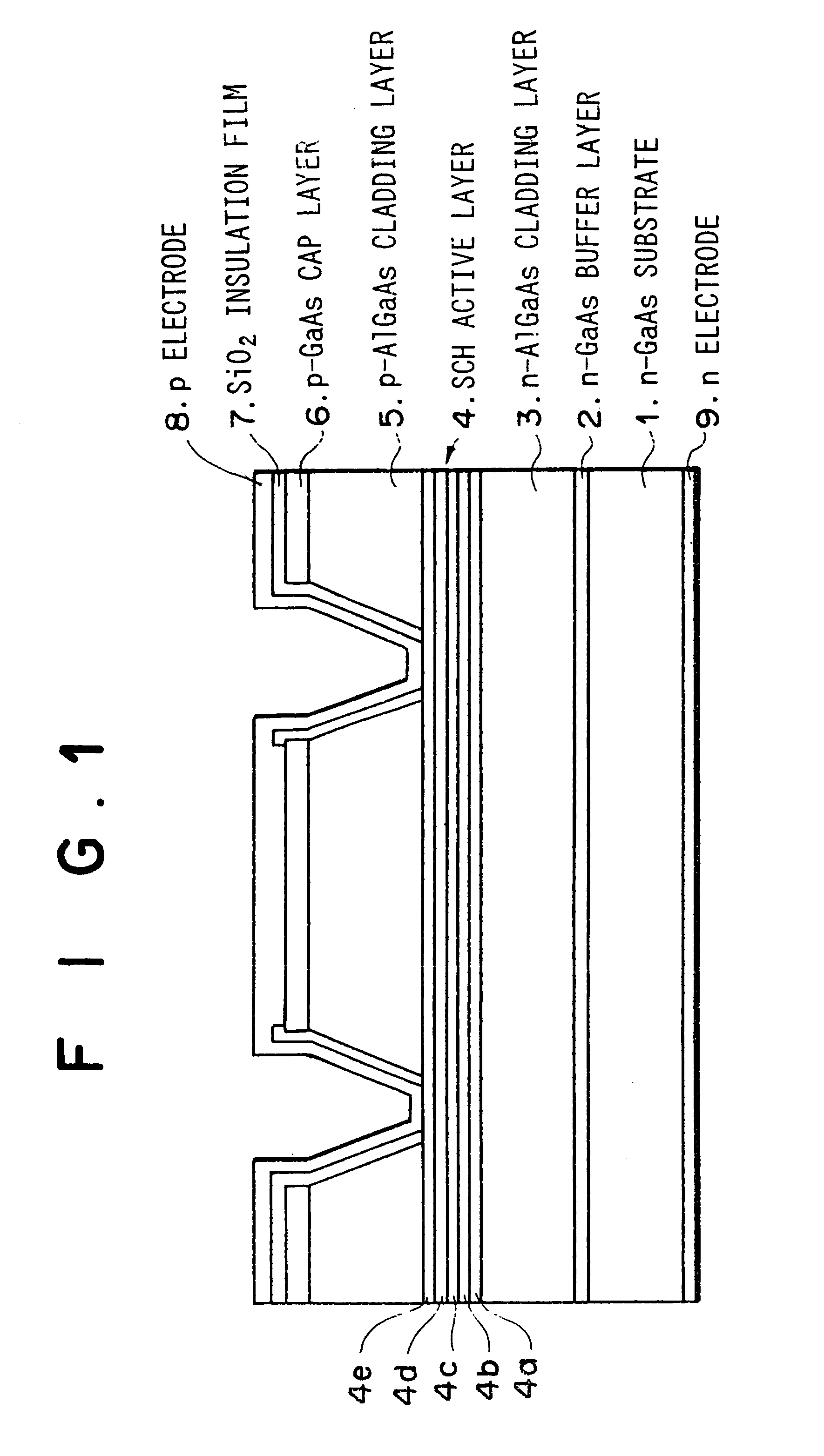 Semiconductor laser device having thickened impurity-doped aluminum-free optical waveguide layers