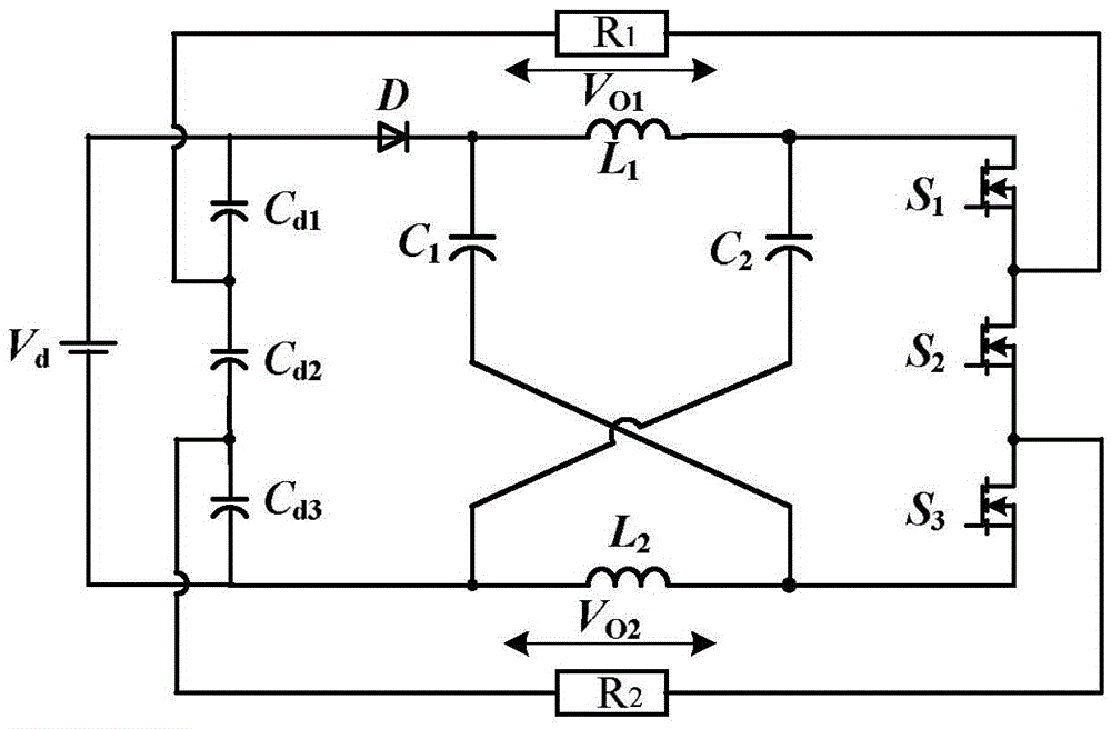 A double-output z-source half-bridge converter with three energy storage capacitors