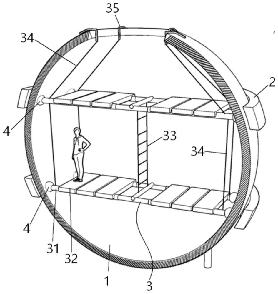 Simple scaffold device for spherical tank construction