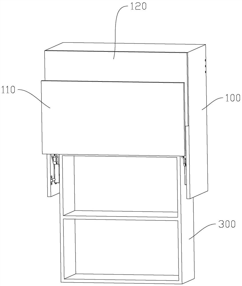 Overhead door mechanism of wall cupboard and wall cupboard