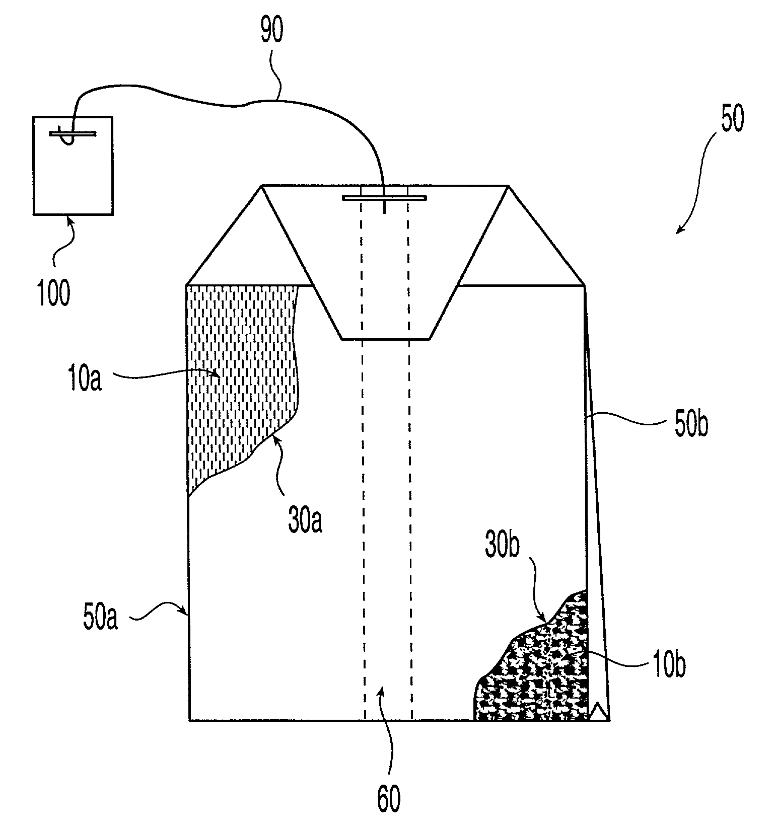 Coated filter bag material for oral administration of medicament in liquid and methods of making same