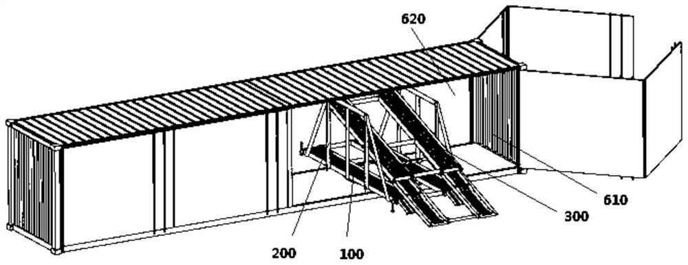 Vehicle transporting frame and container with same