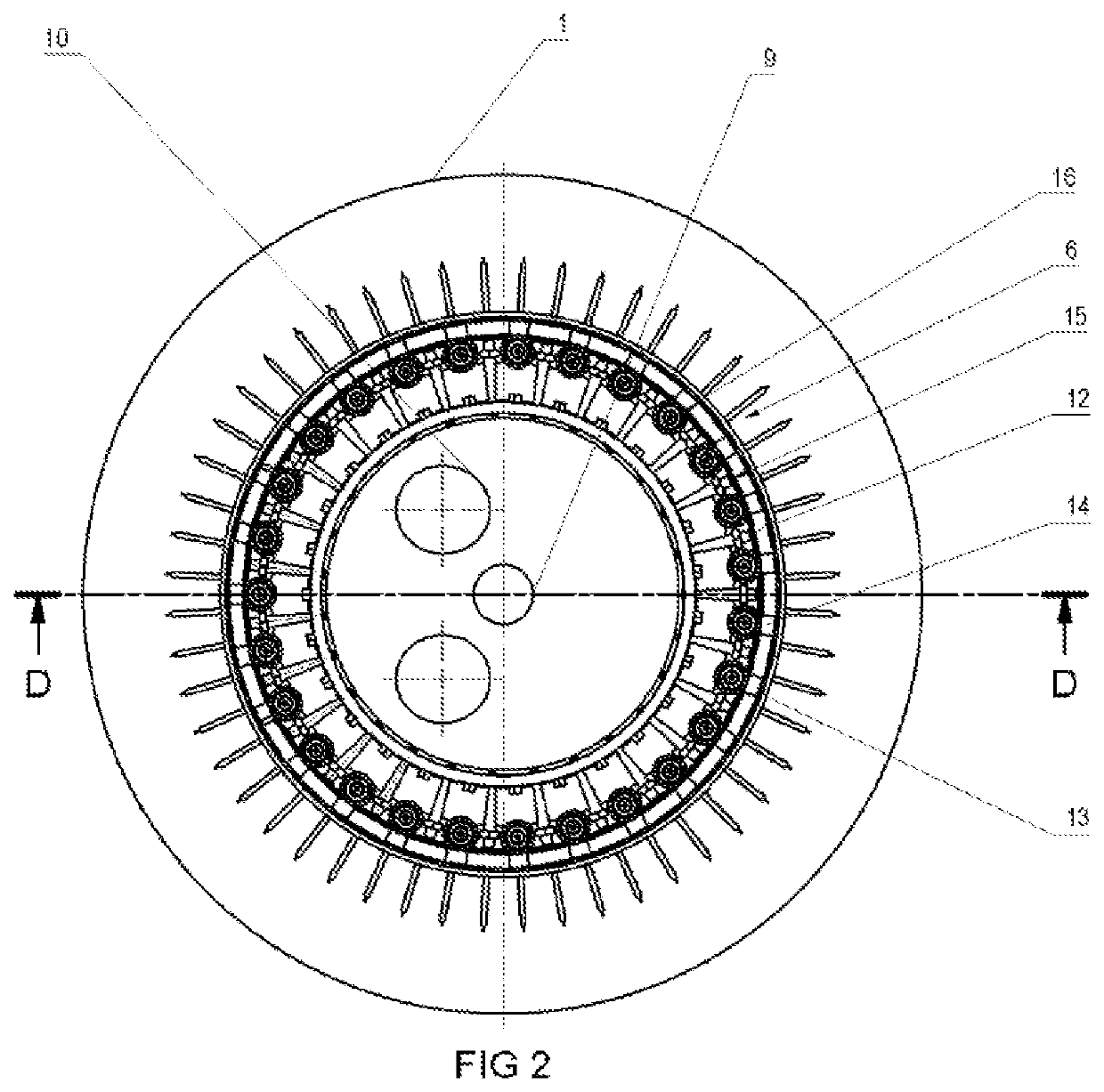 Structural suspension of radial turret bearings