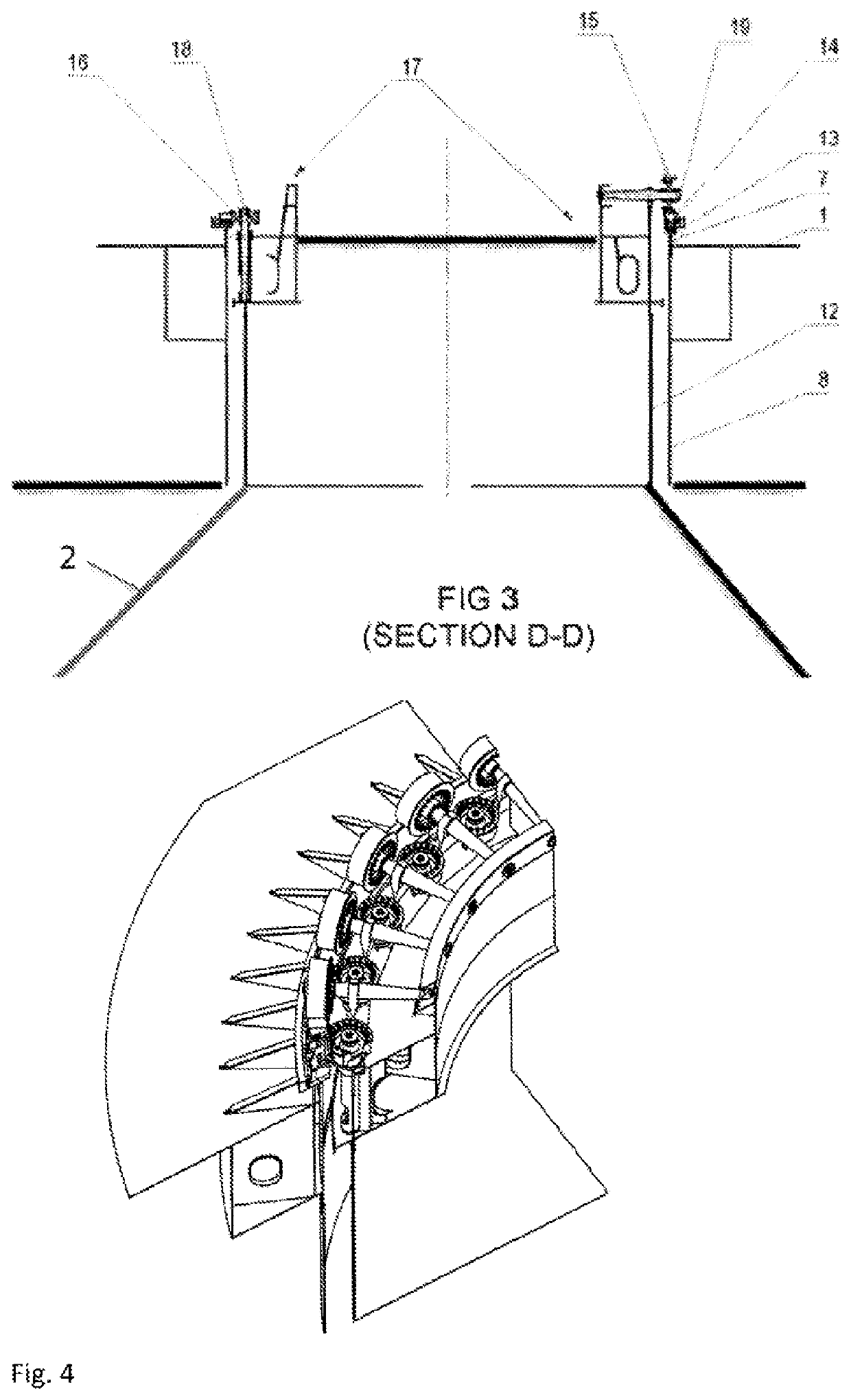 Structural suspension of radial turret bearings