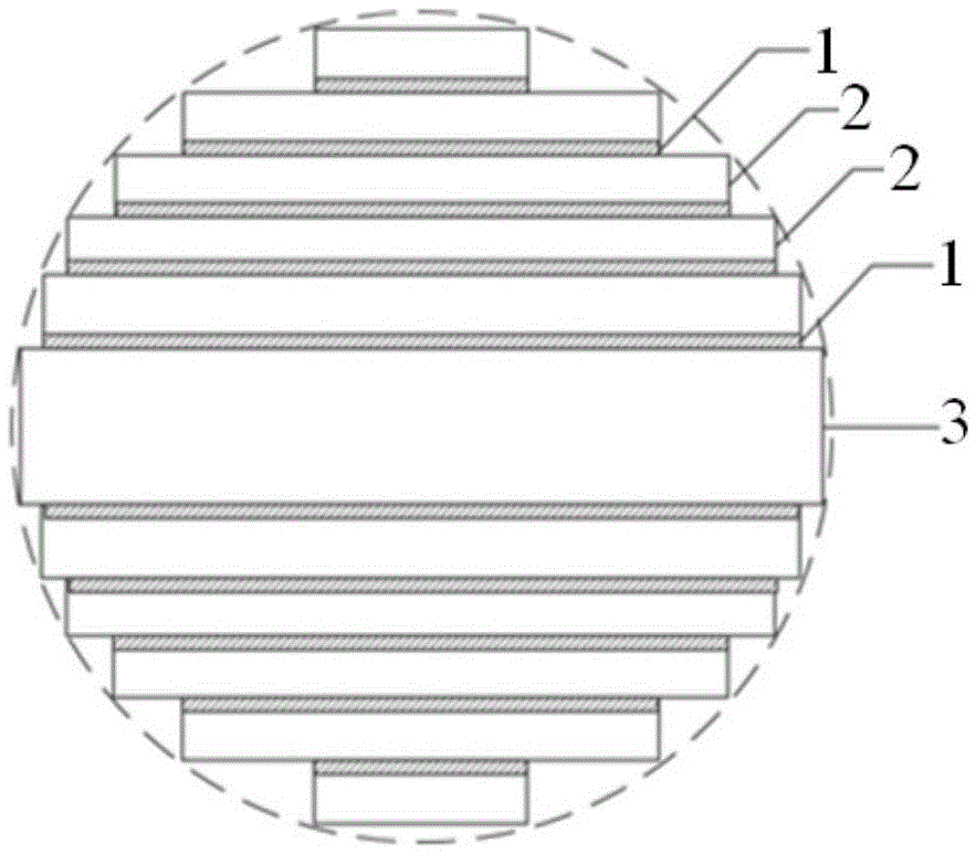 Fiber interlayer transformer iron core and stacking method thereof