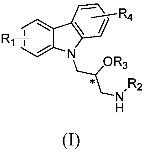 Preparation method for carbazolylv isopropanolamine derivative with chiral center and application