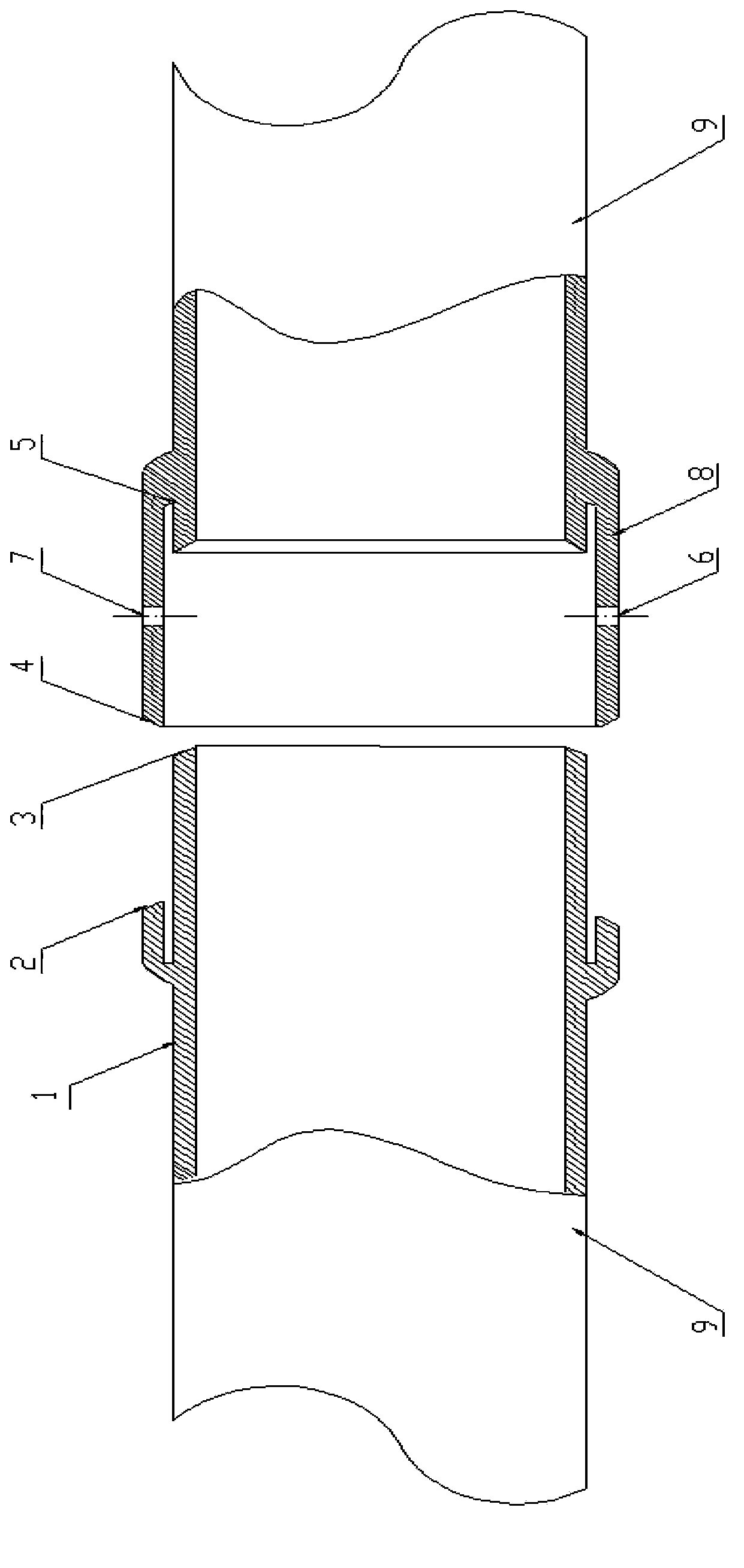 Lossless welding connector for long-distance pipeline steel pipe with internal coating