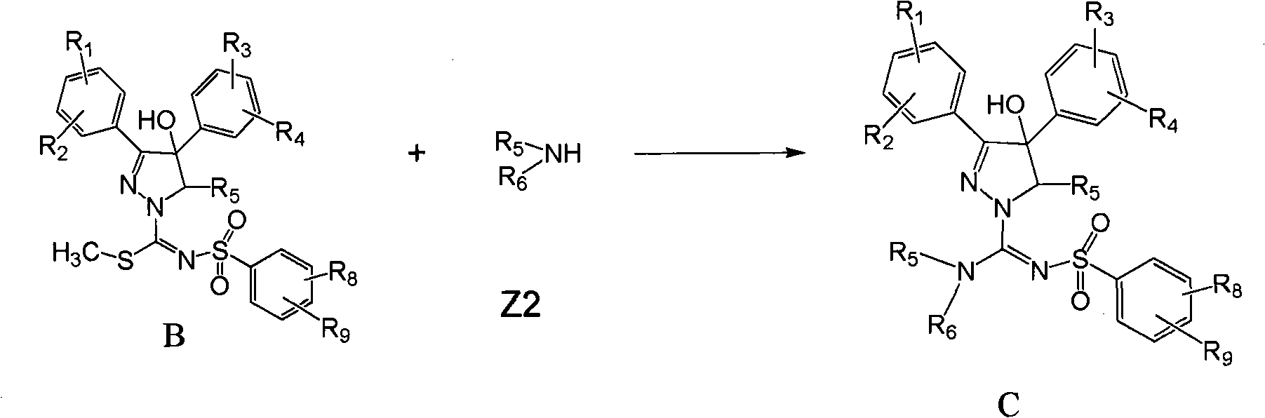 Diaryl substituted pyrazole derivative, preparation method and application thereof