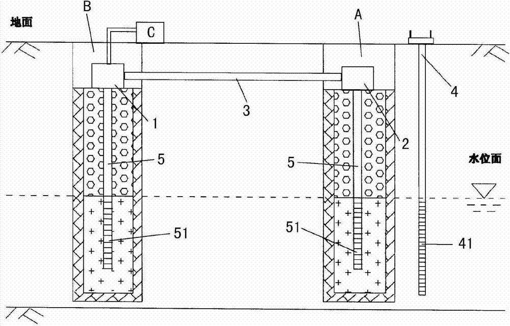 Device and method for repairing underground water nitrate pollution