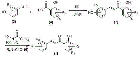 Carbamate chalcone compound, preparation method therefor and use of carbamate chalcone compound