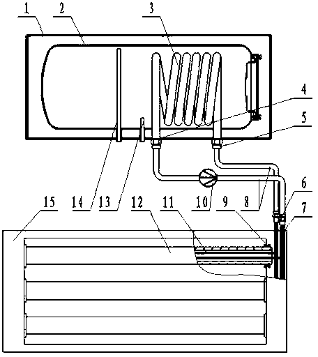 Split-type solar water heater with U-tube heat collector and build-in enamel coil heat exchanger