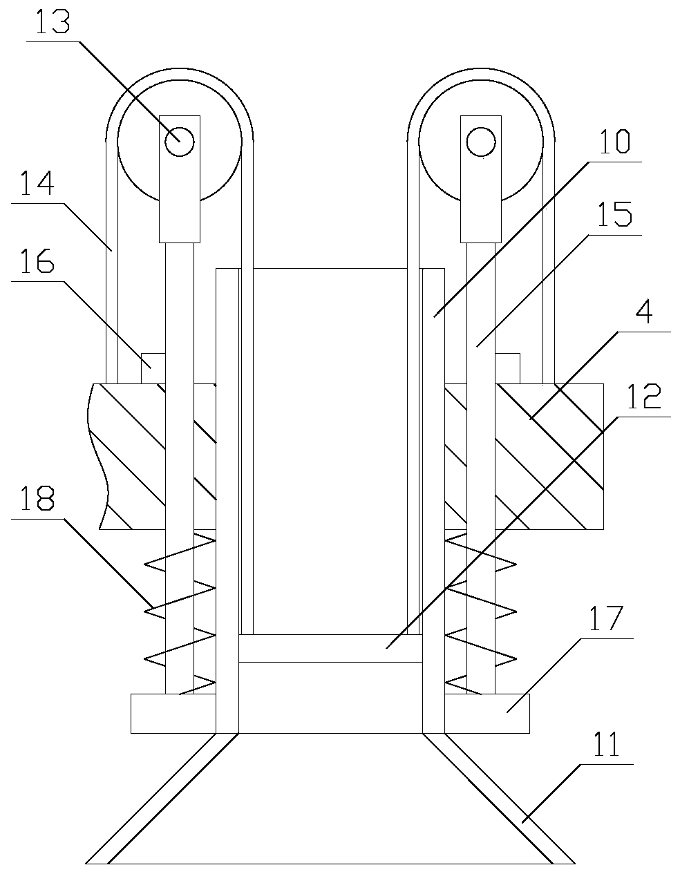 Energy-saving type moving device for container producing and machining