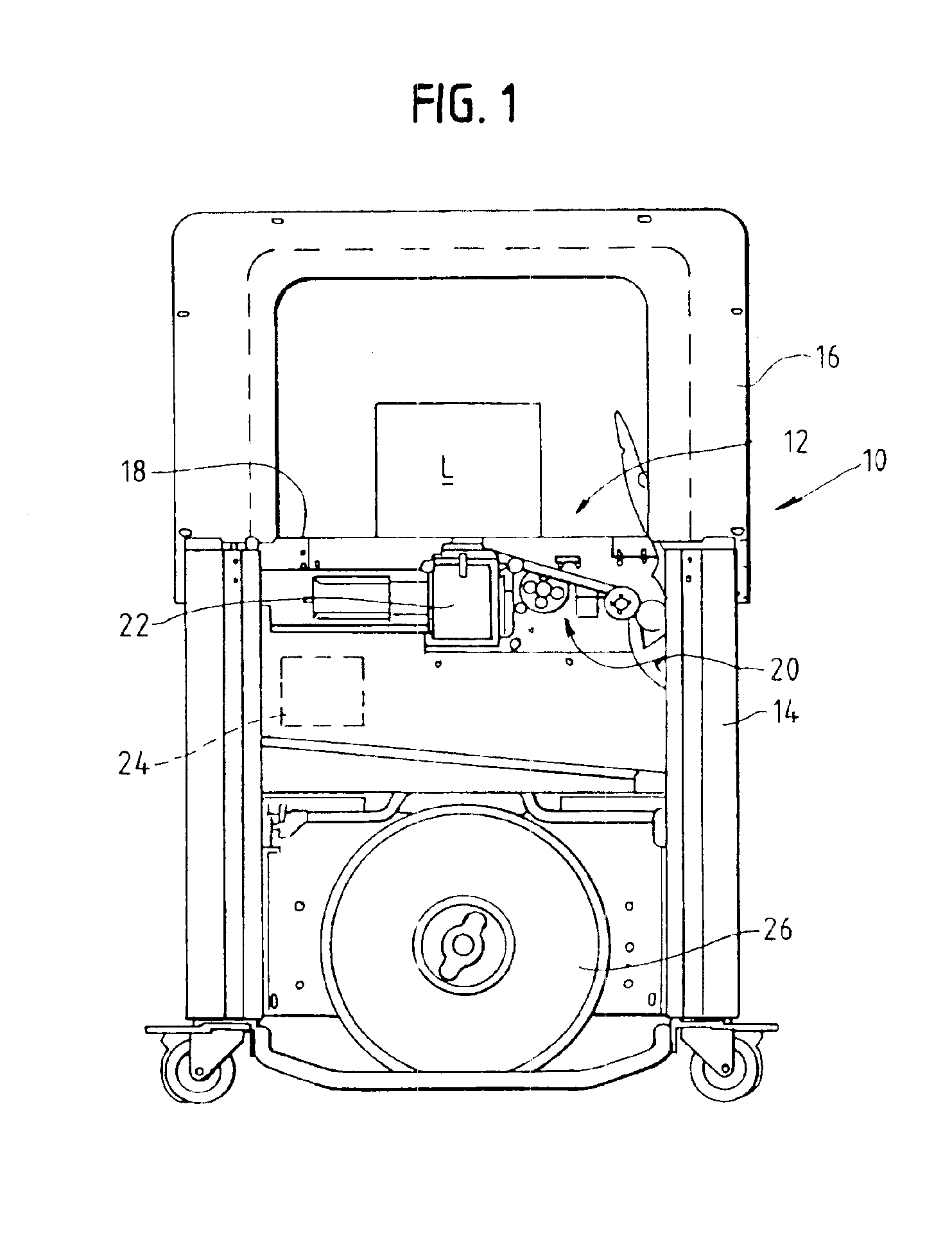 Strapping machine with strap path access guide
