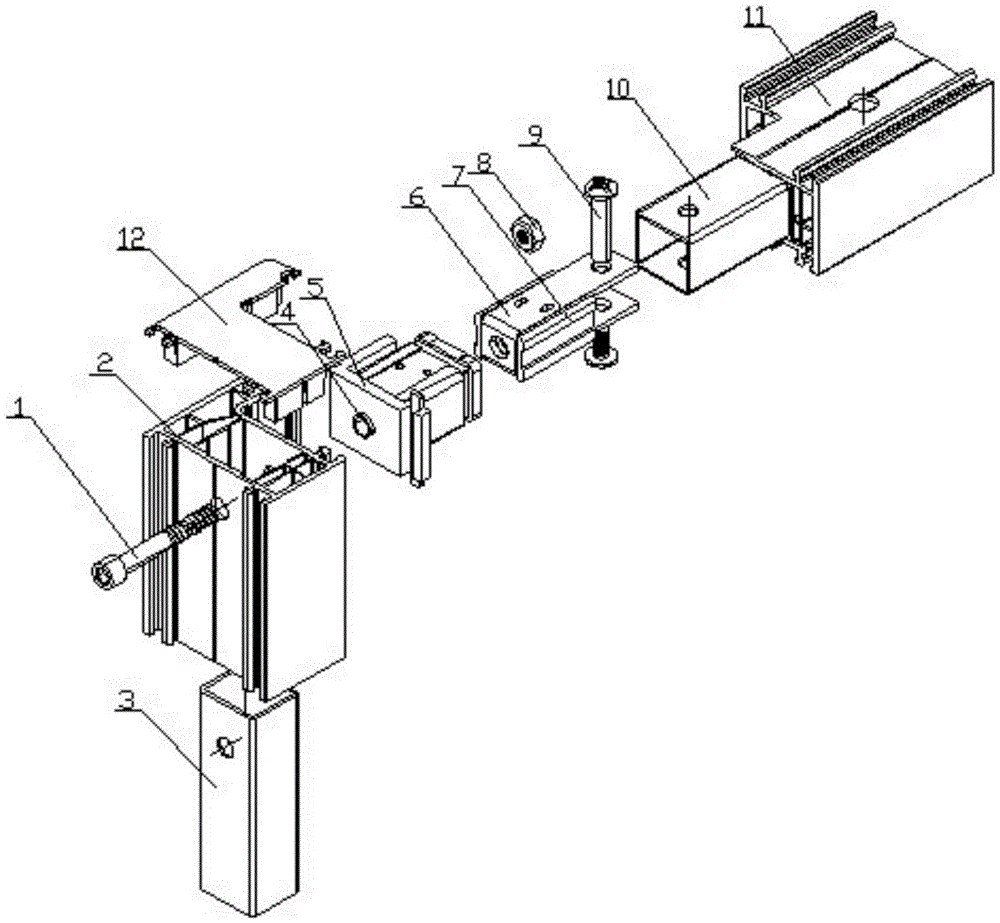 A plastic-steel window frame right-angle screw connection structure and its installation method