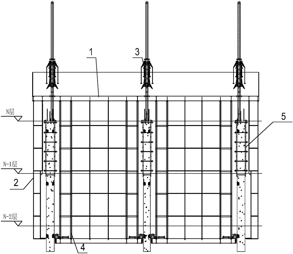 Steel platform formwork lifting point bearing beams and lifting method for formwork system