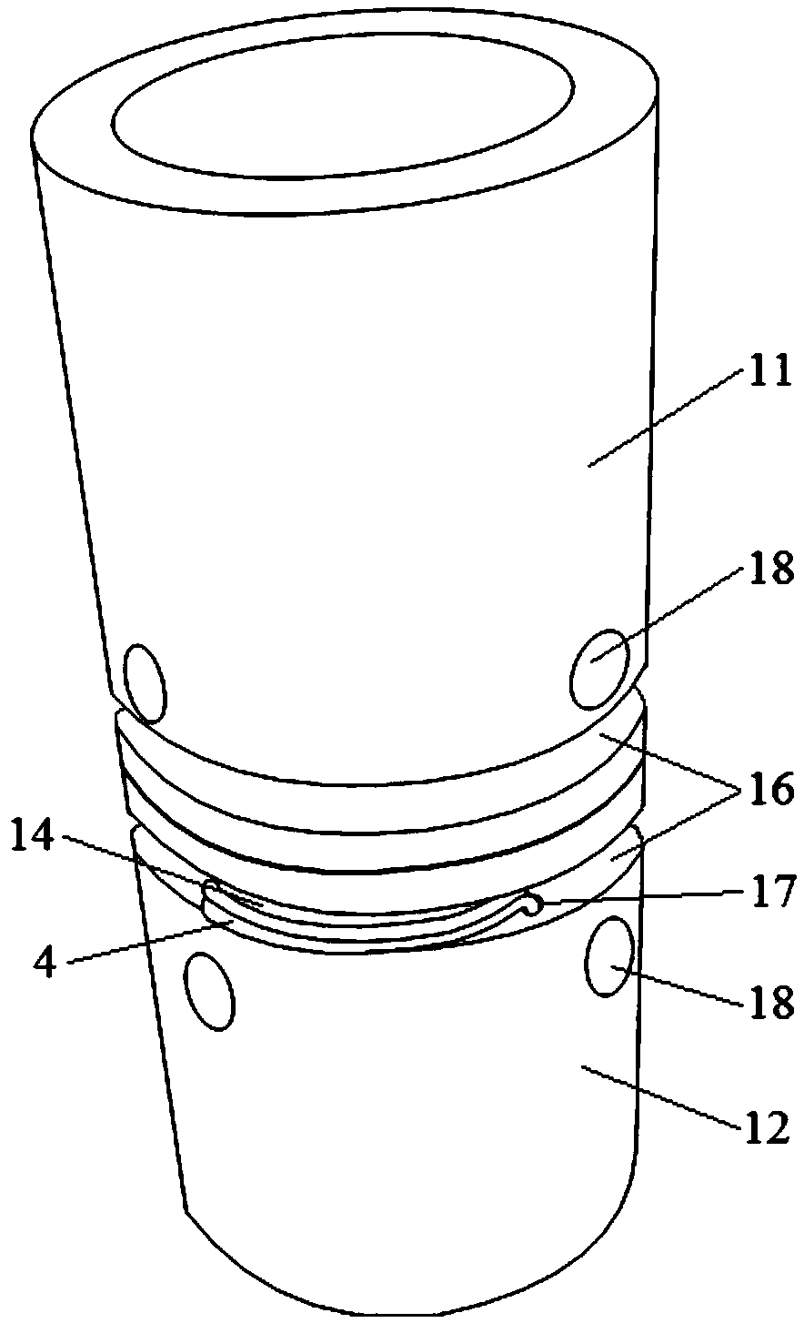 A long metal filter bag docking structure and its auxiliary installation tool and installation method