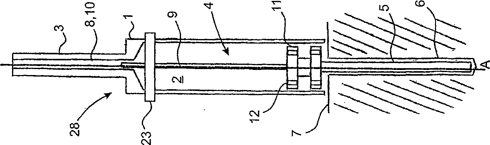 Trephine designed for removal of a bone core and equipped with a device guiding it inside the bone and combining a drill bit and a tubular cutting tool