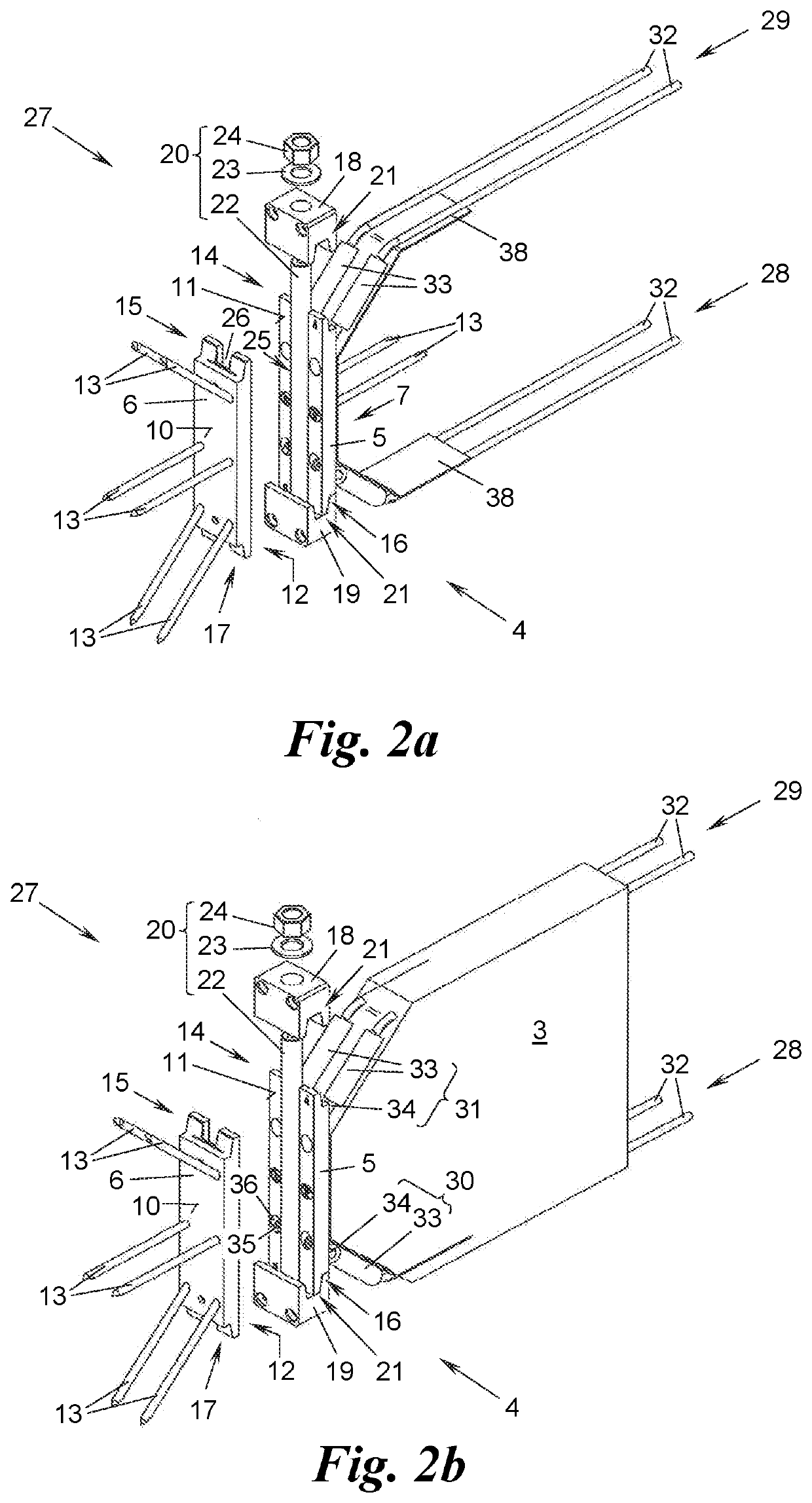 Device for coupling two vertical components