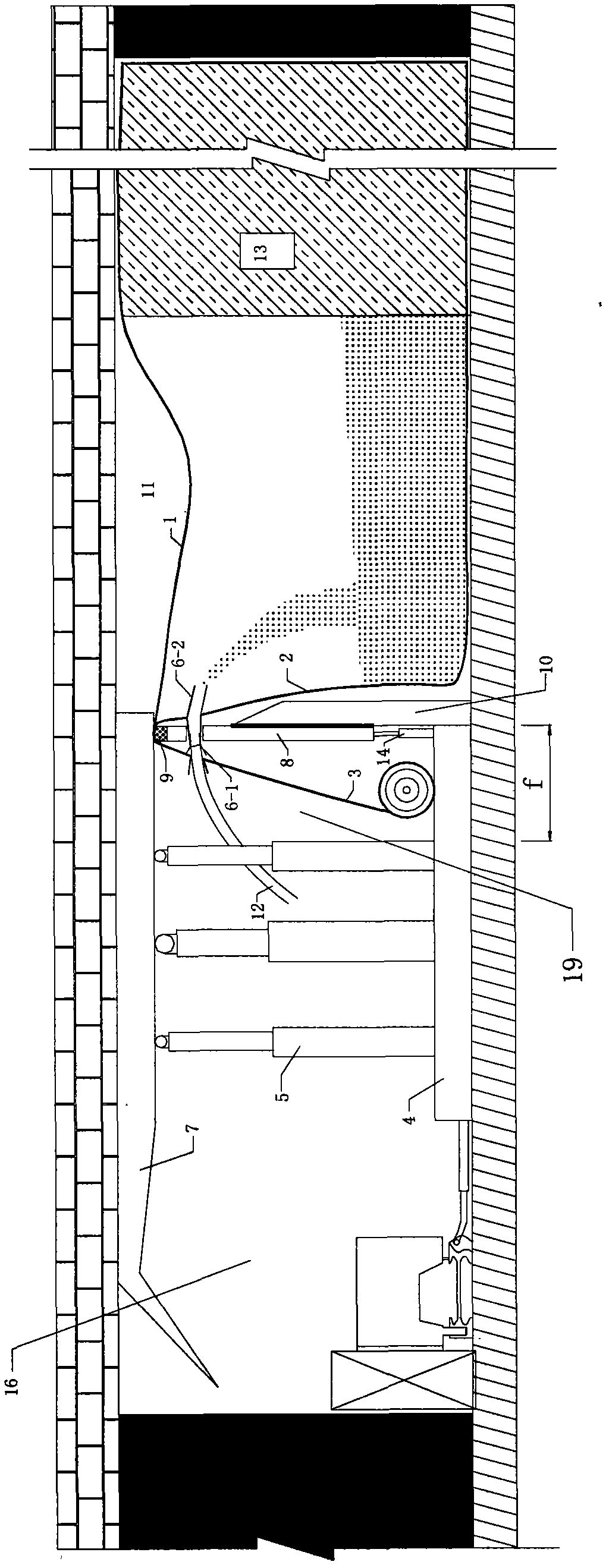 Mine gob filling and entry retaining device system and filling method