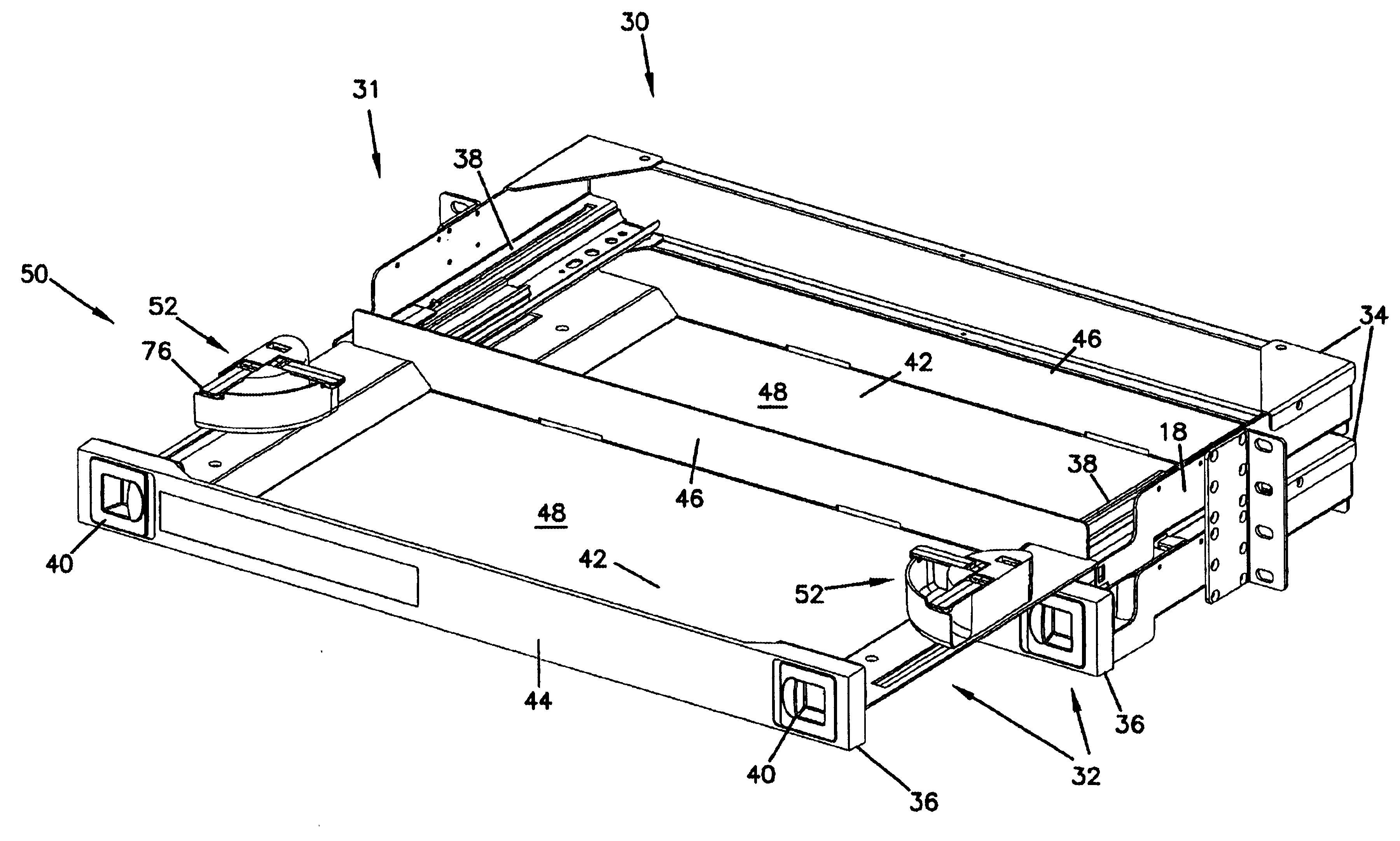 Rotating radius limiter for cable management panel and methods