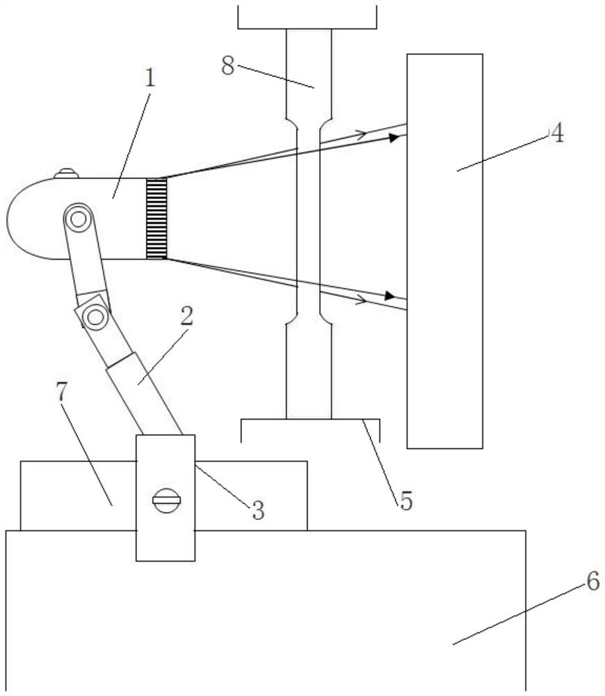 Tensile sample clamping vertical calibration device and calibration method thereof