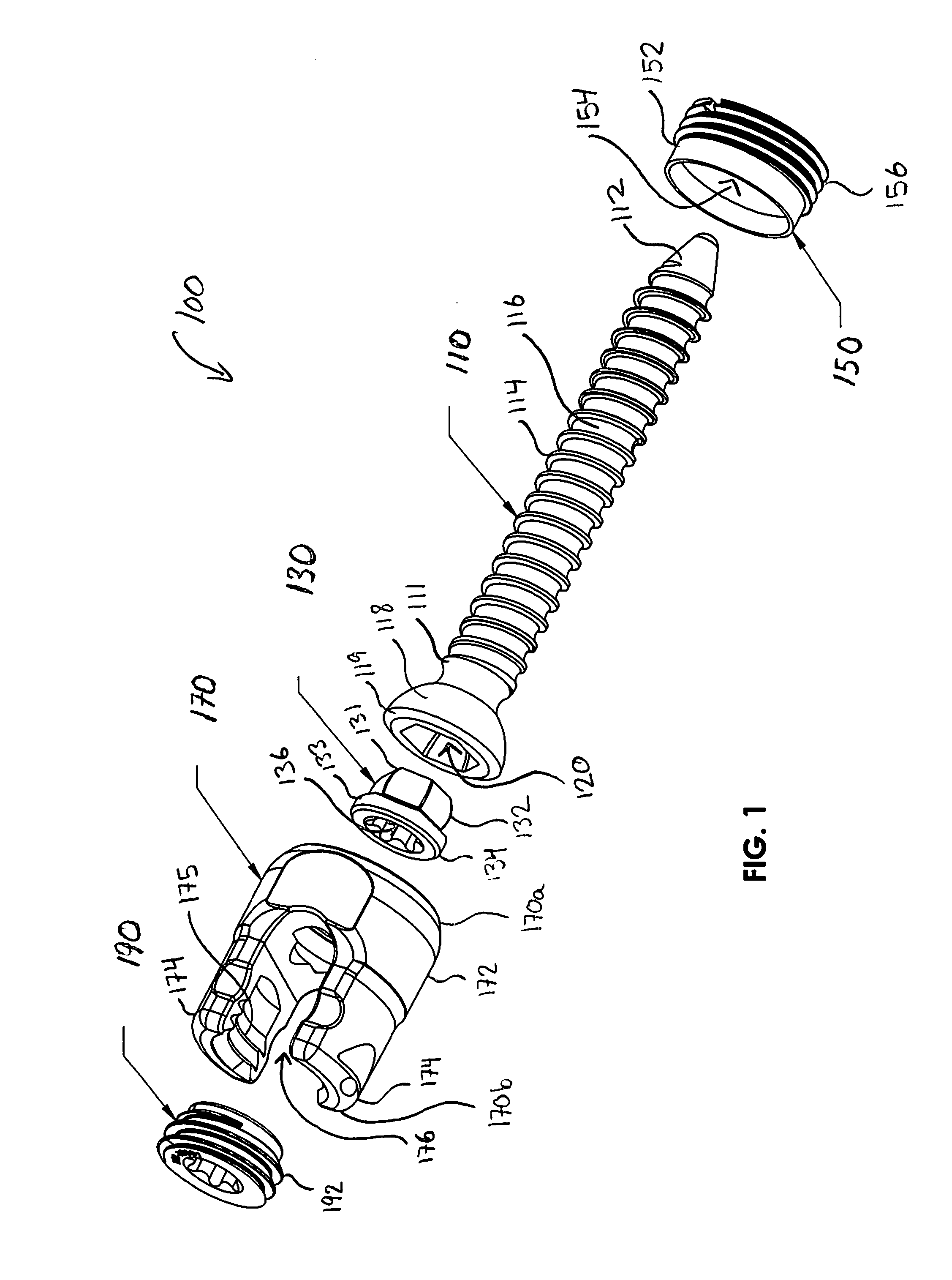 Bone screw assembly with non-uniform material
