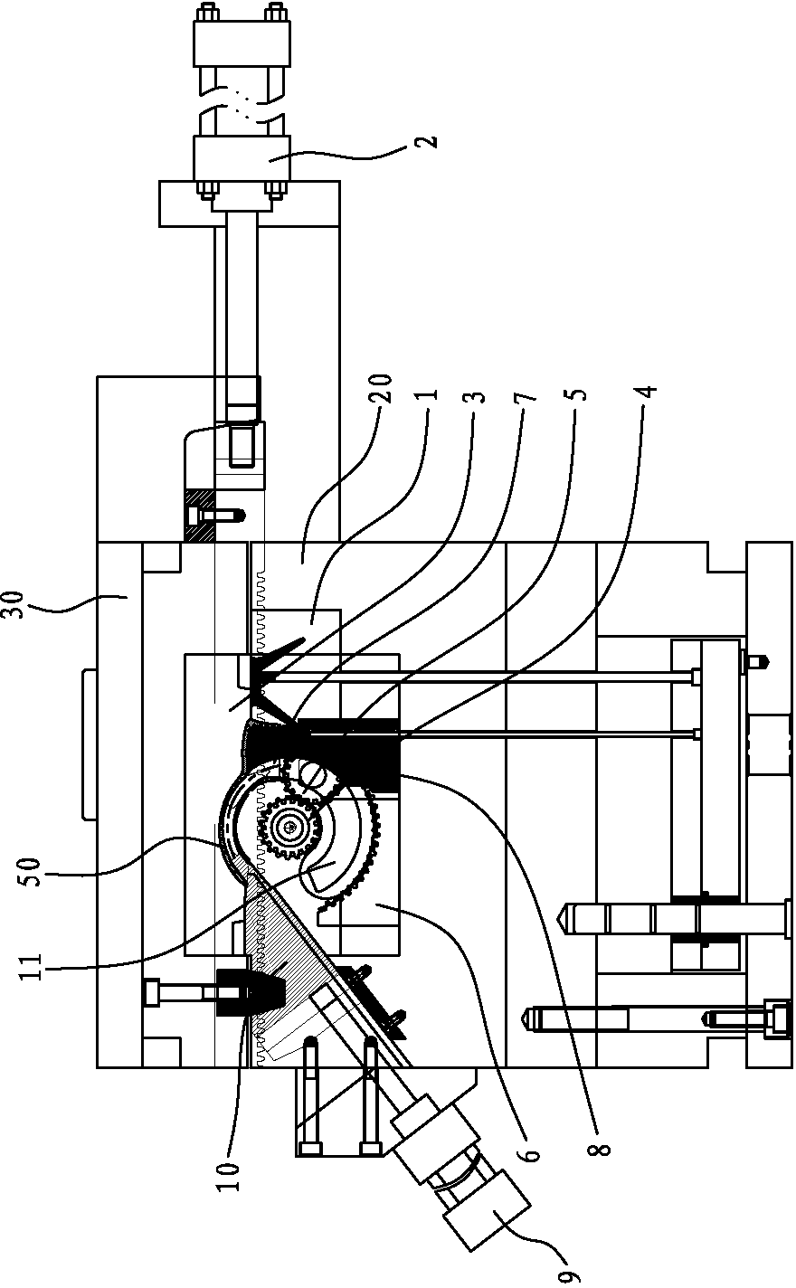 Arc core-pulling device for die