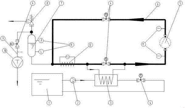 Device used for pump cavitation experiment and implementation method thereof