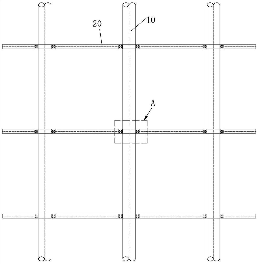 Steel pipe horizontal supporting structure and construction method thereof