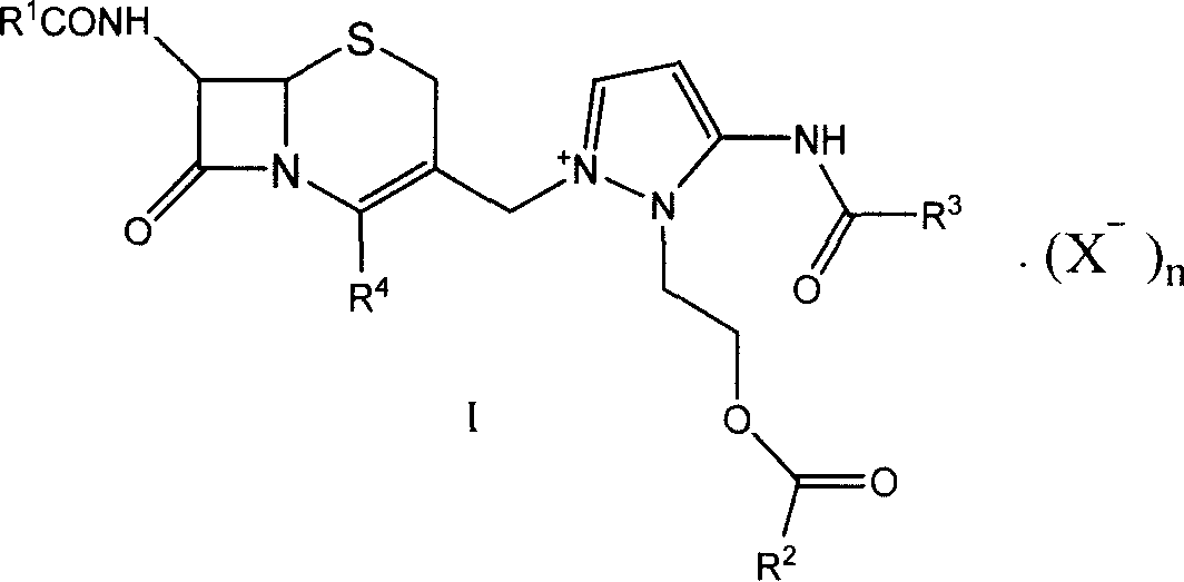 Compound of onium salt in Cephalosprins, preparation method, and method for synthesizing vitriolic cefpyrazole from the compound