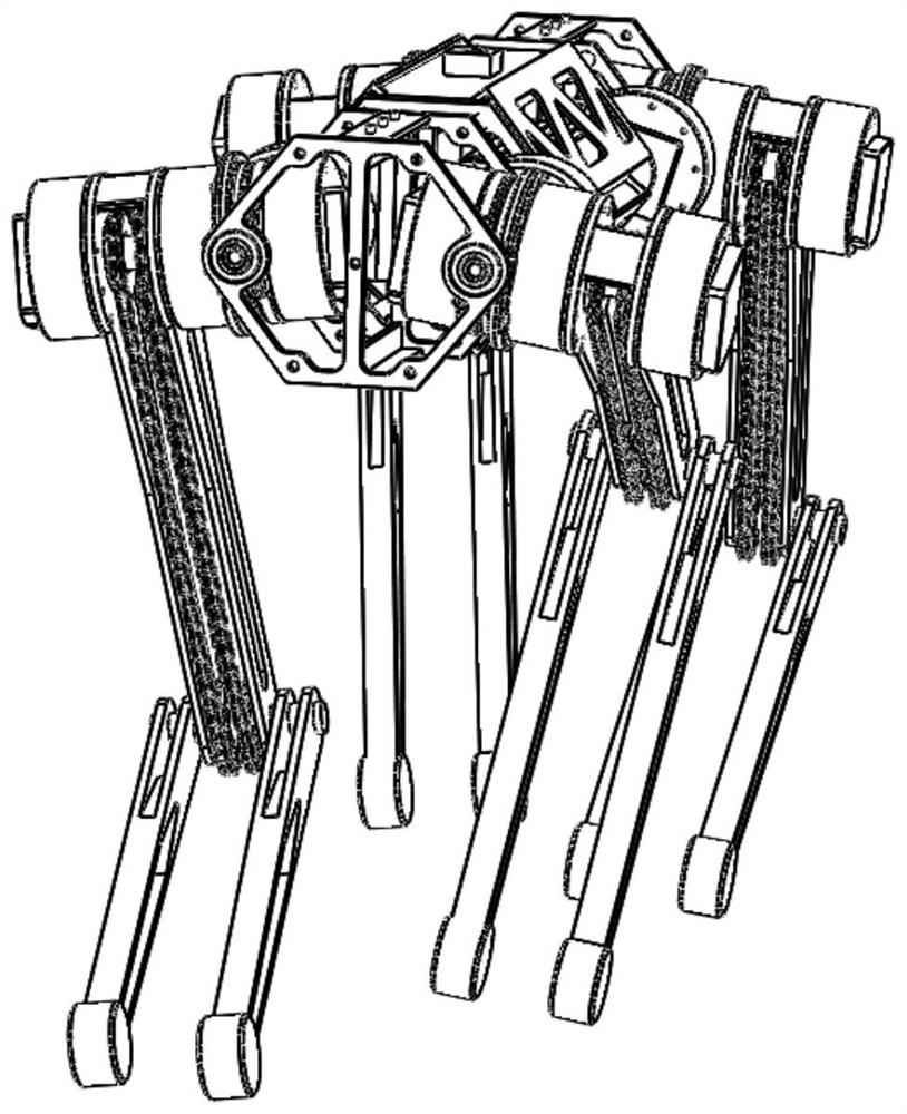 Controllable multi-point ground contact leg structure of quadruped robot and control method