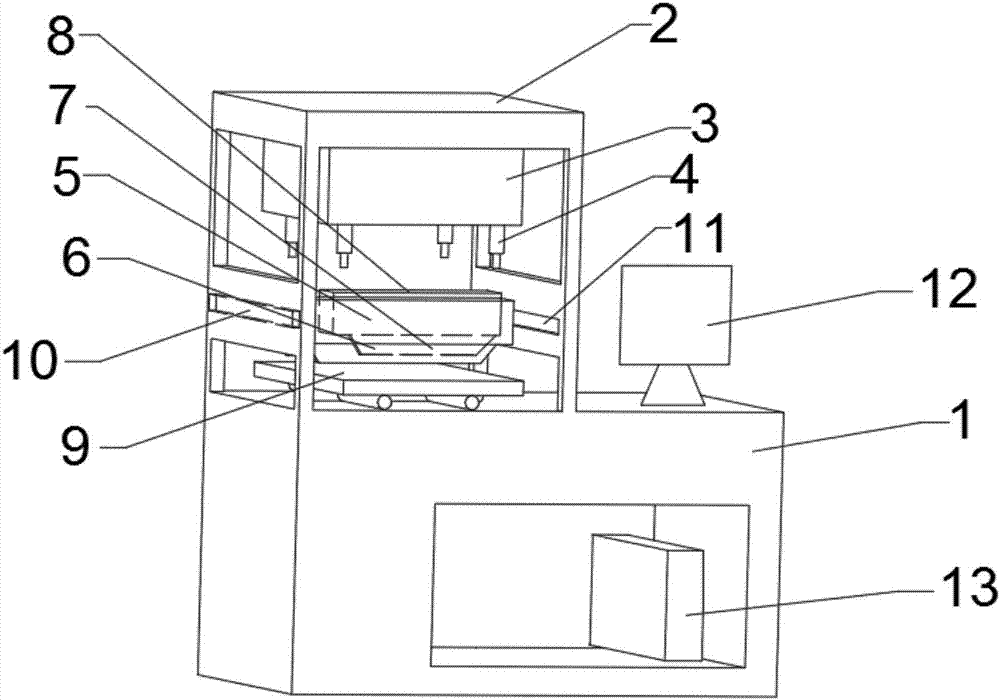 Solar cell secondary silk-screen printing and four-lens positioning integrated device