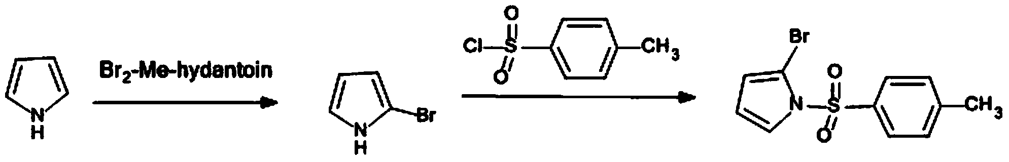 Method for synthetising 2-bromine-N-methyl benzenesulfonyl pyrrole