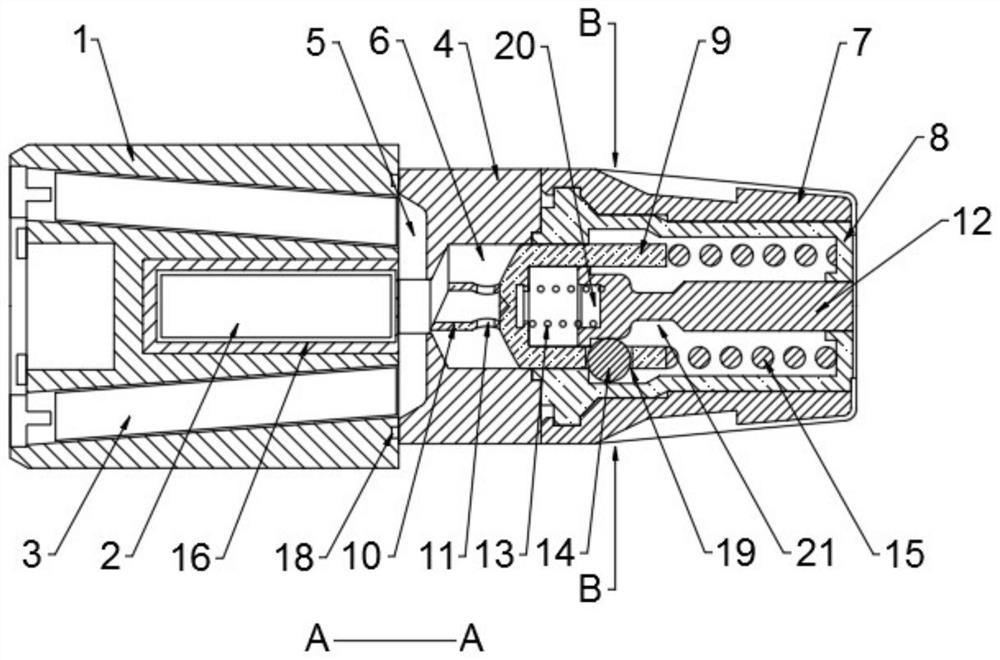 A purely mechanical structure to puncture the dynamic nitrogen cylinder in the electric shock bomb