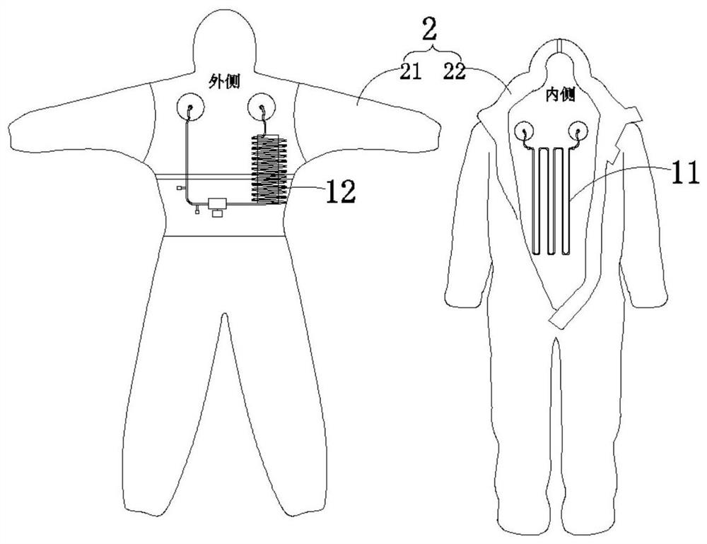 Cooling type medical protective clothing and intelligent cooling control method and dismounting method thereof