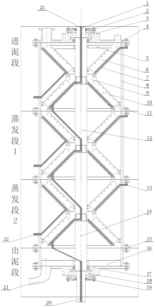 Vertical type sludge thin layer drying device