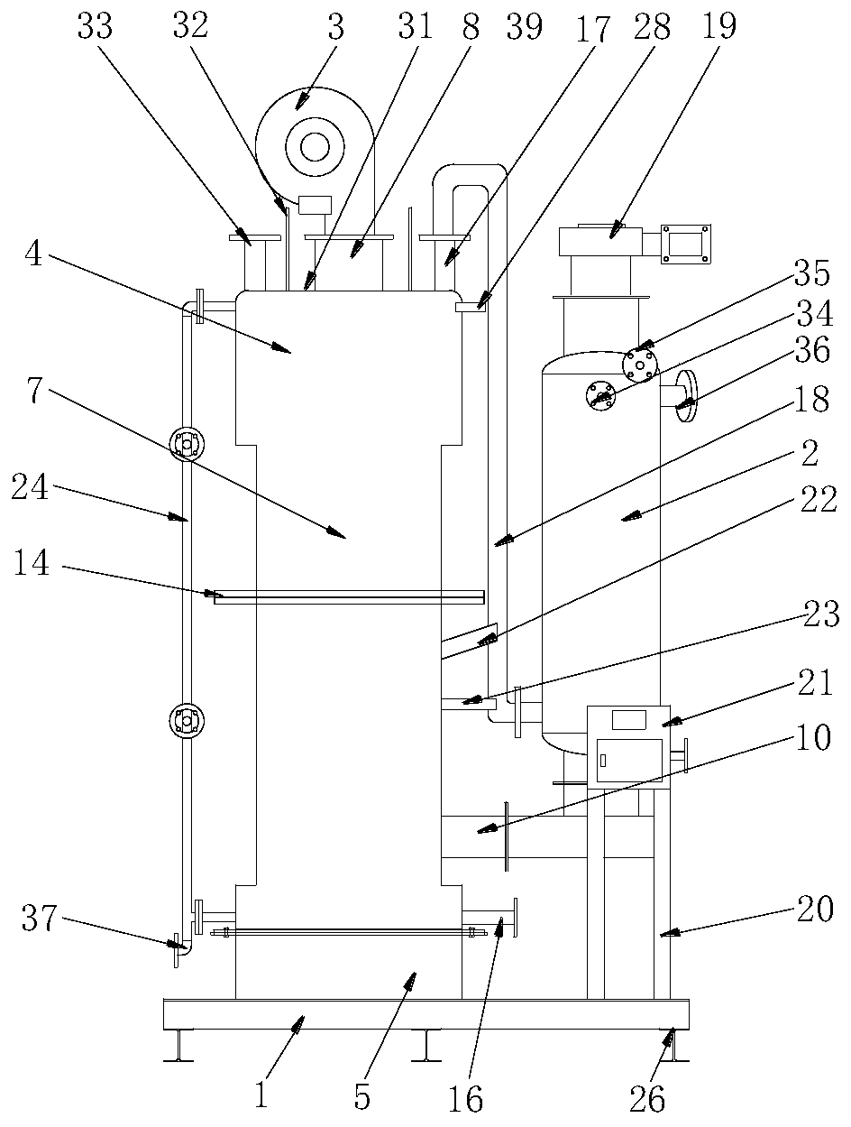 Fuel oil and gas pipe pipe-in-pipe three-pass vertical steam generator