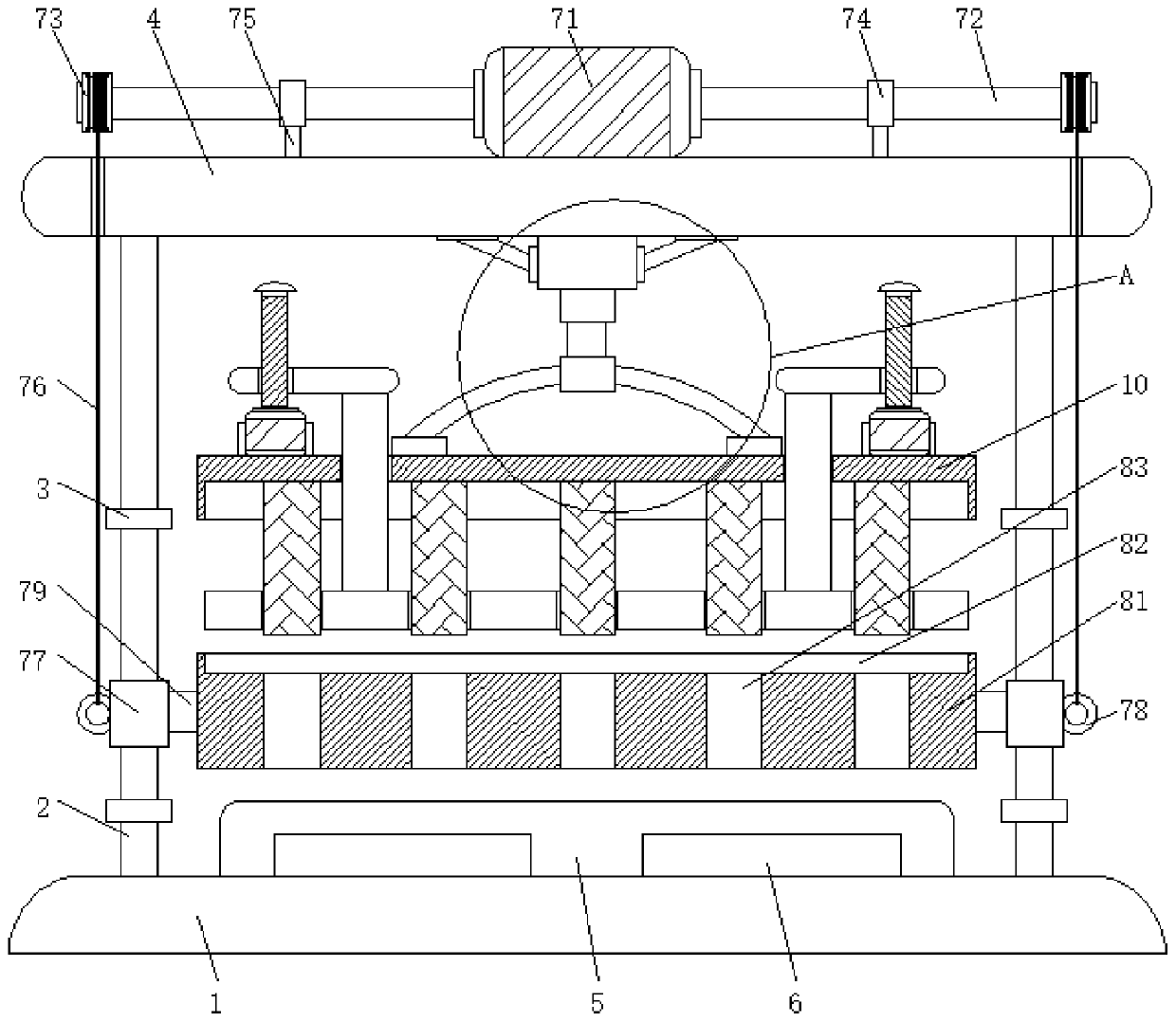 A cement brick production and demoulding device