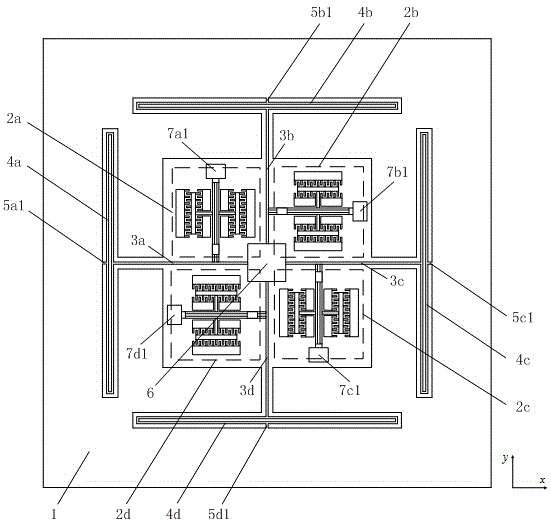 Lever-amplification-principle-based dual-shaft full-decoupling silicone micro-resonator type accelerometer