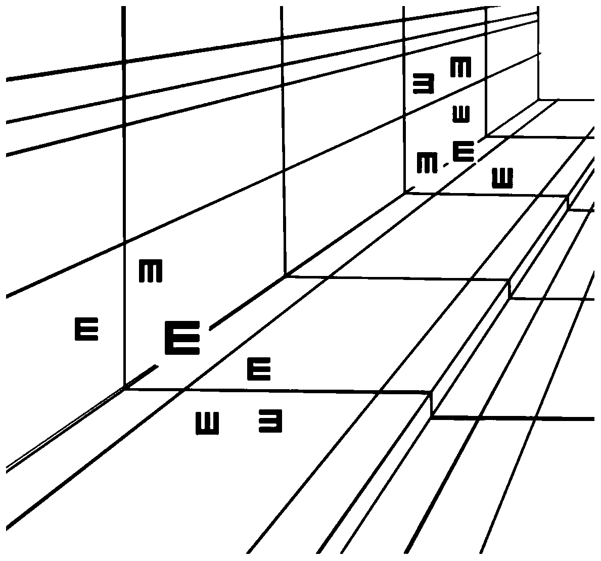 Heterogeneous vision testing chart and vision testing method