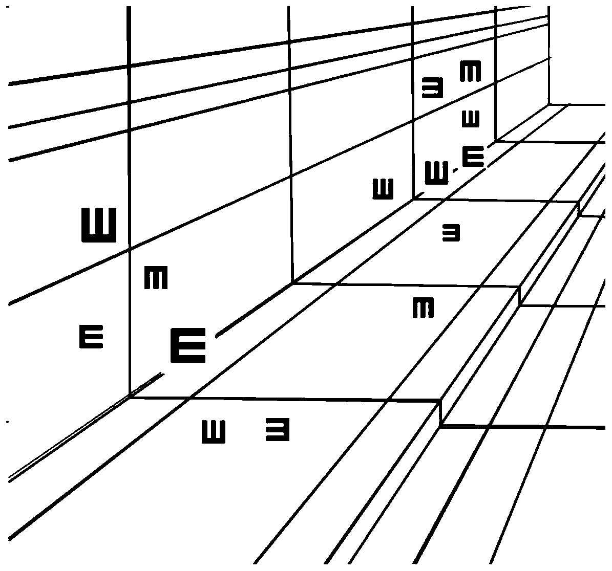 Heterogeneous vision testing chart and vision testing method