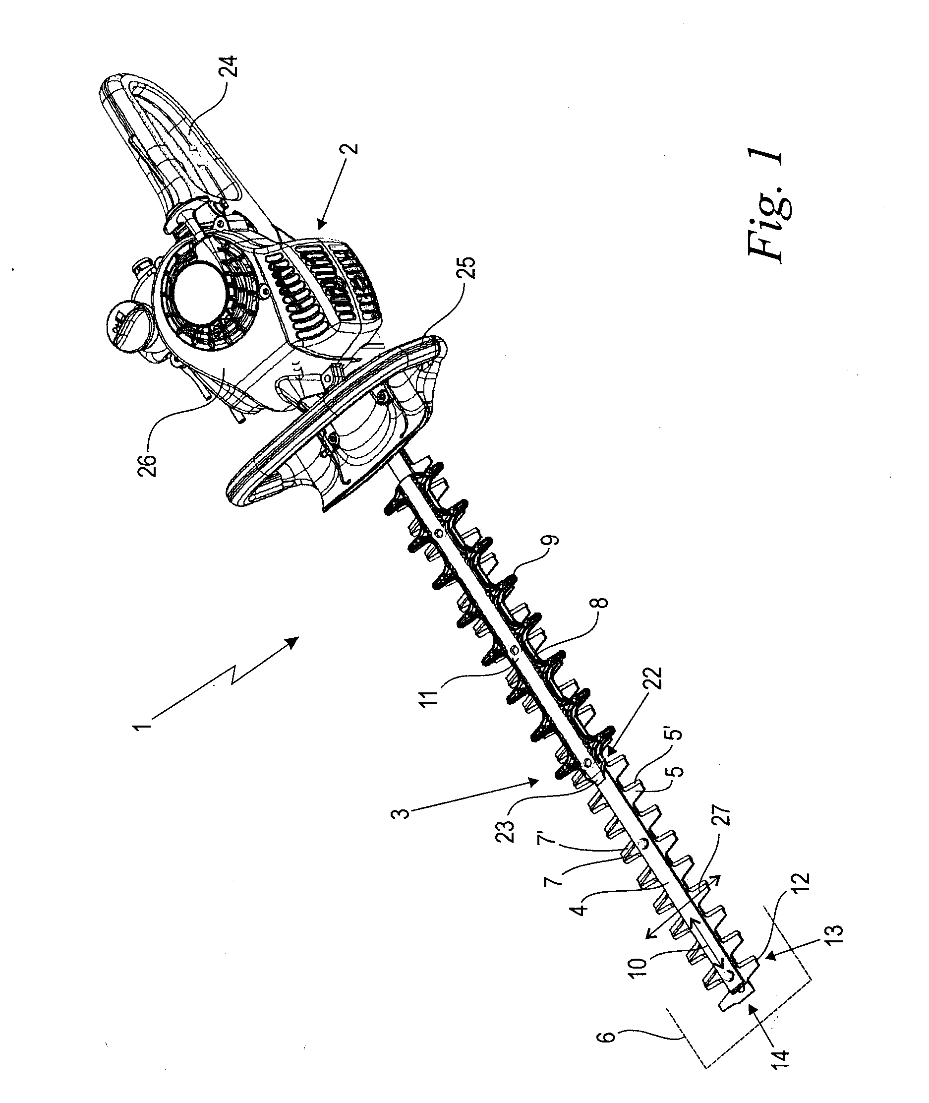 Cutter Bar of a Motor-Operated Hedge Trimmer